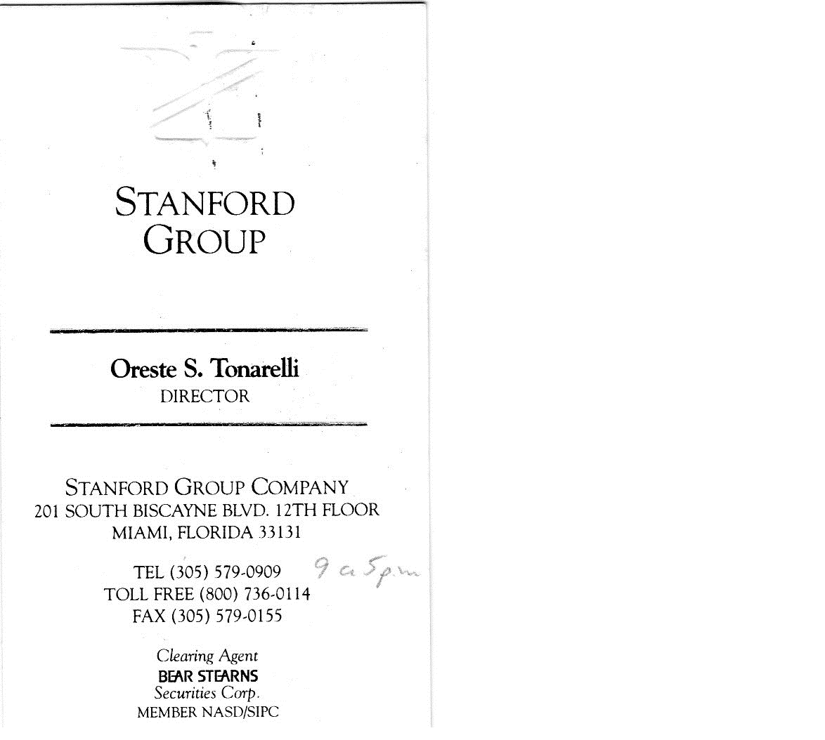 Oreste Tonarelli Business Card